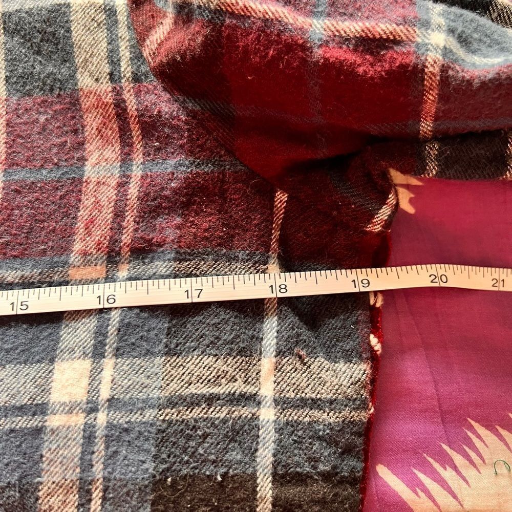 Indigo Thread Co maroon plaid flannel with velvet embroidered back detail S - Picture 7 of 8